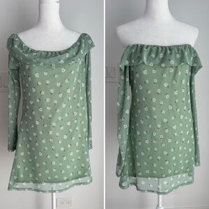 See you Monday Sheer Daisy Pastel Floral Mini Dress Size XL Y2K